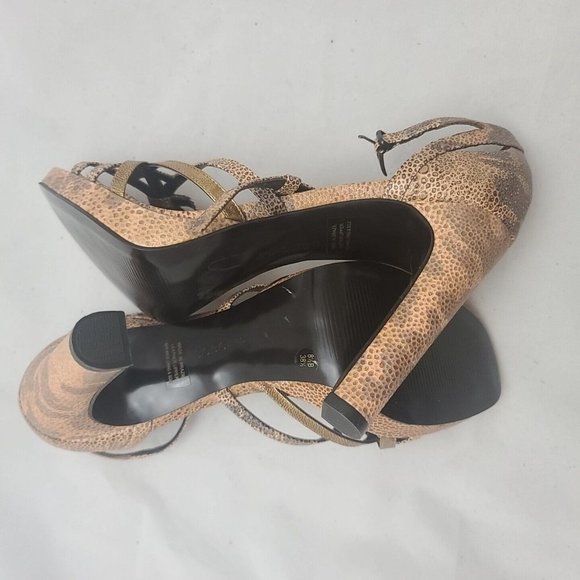 BCBGirls Animal Print Leather T-strap Sparkly Platform Heels 8.5B - Picture 9 of 13